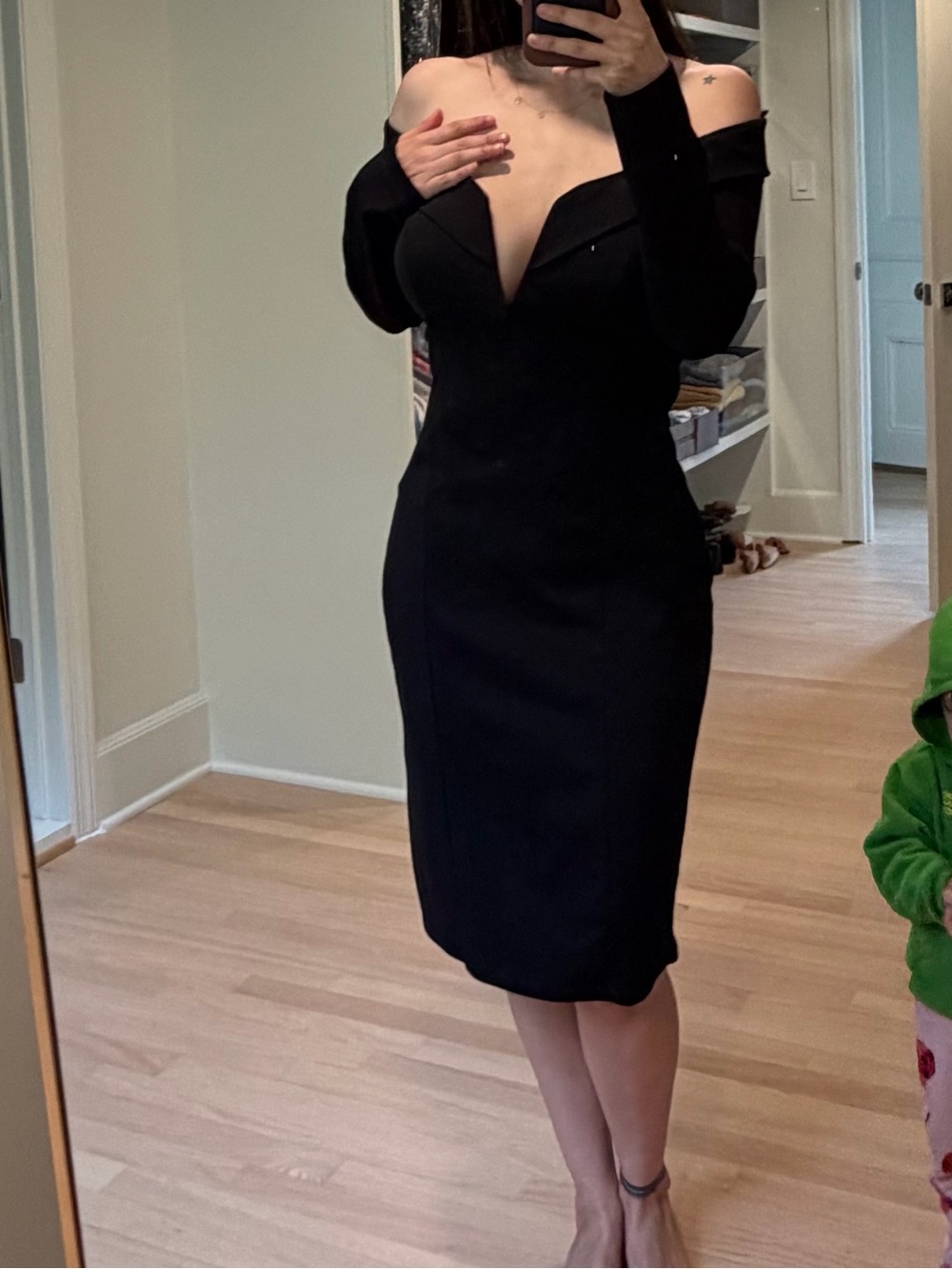 Off-Shoulder Black v neck  Dress